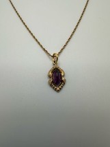 Vintage 12k GF Amethyst Pendant Necklace 20.5” - £31.24 GBP