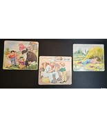 Vintage 3 P &amp; M Tray Puzzles Patty Cake Little Boy Blue Woman in Shoe 1960s - $29.89 CAD