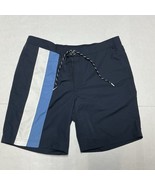 Lands End Swim Trunks Men’s XL  (40-42 ) 8&quot; Inseam Navy With Stripes ~ VGC - $25.53 CAD