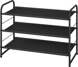 Simple Trending 3-Tier Stackable Shoe Rack, Expandable And Adjustable, Black - £27.32 GBP