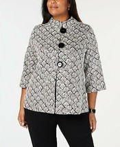 Jm Collection Plus Size Foil-Print Jacket Size 1X - $50.00