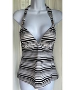 Victoria’s Secret Black & White Stripe Halter Swim Suit Top SZ M - $342.71 MXN