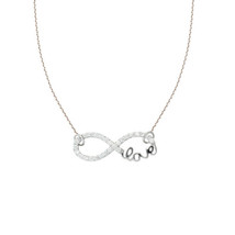 925 Sterling Silver White Gold Infinity Love Necklace - Adjustable 16&quot;-18&quot; - £55.51 GBP
