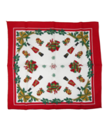 Vintage 80s Red Christmas Bandana Nutcracker Holly Bells Cotton RN 16463... - $12.99