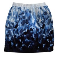 Chicos Womens Skirt Blue Pull-on Border Blues Watercolor Brushstrokes Sz Medium - £9.78 GBP