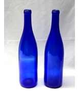 Vintage COBALT BLUE 12&quot; Bottle Bud Vase - Embossed 8419 - MATCHED PAIR Of 2 - $30.04 CAD
