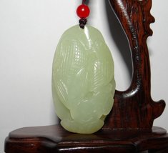 YW 2&quot; China Certified Nature Hetian Nephrite Jade Wealth Fish and Corn N... - £37.54 GBP