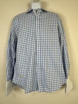Robert Graham Men Size L Blue/Wht Check Gingham Button Up French Cuff Hu... - $11.46