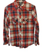 Angie Plaid Flannel Long Sleeve Button Front Shirt Women&#39;s Sz M Red Blac... - $14.75