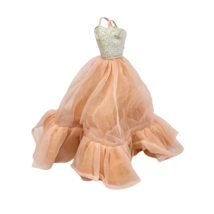 Vintage 1984 Mattel Barbie Peaches N Cream Orange Ball Gown Formal Dress Ruffles - £20.95 GBP