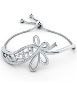 14k White Gold Finish 925 Sterling Silver Moissanite Bolo Bracelet Women... - $297.13 CAD