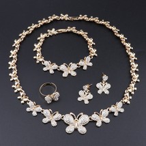 Fashion Wedding Jewelry Sets For Women African Beads Metal Butterfly Shape Neckl - £28.24 GBP