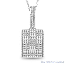 Round Brilliant Cut Micro-Pave CZ Crystal Drop Pendant 925 Sterling Silver Chain - £74.71 GBP+