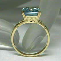 2Ct Emerald Cut Aquamarine Solitaire Engagement Ring 14K Yellow Gold Finish - £124.54 GBP