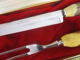 VTG Case xx Stag Antler Handle BBQ Carving Set Fork &amp; Knife Stainless Steel USA - £55.52 GBP