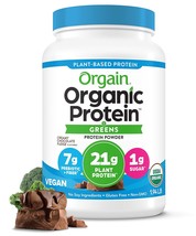 Orgain Organic Vegan Protein Powder + Greens, Creamy Chocolate Fudge - 21g Plant - £49.16 GBP