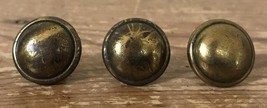Set Lot 3 Vintage 70s Colonial Antique Brass Metal Drawer Knobs Pulls Ha... - $27.37 CAD