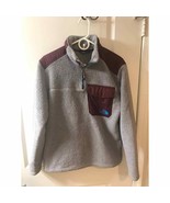 North Face Men&#39;s Small 1/4 Zipper Groveland Sherpa Fleece Gray/Burgundy - $749.56 MXN