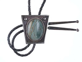 c1960 Southwestern Sterling and jasper bolo tie - $227.70