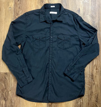 Calvin Klein Shirt Women&#39;s Size Large Black  Button Up Roll Tab Long Sle... - $339.23 MXN