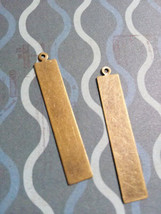 Metal Stamping Blanks Brass Bronze Rectangle Pendants Antiqued 41mm 4pcs - $7.52