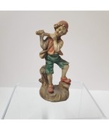 Flute Playing Shepherd Boy Villager Vintage Peasant with Piccolo 5&quot; Figu... - £13.57 GBP