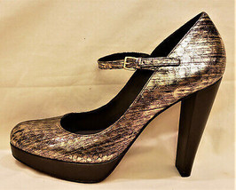 Cole Haan Classic Heel Shoes Sz-8.5B Leather Multicolored Bronze Snake Pattern - £31.83 GBP