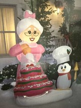 Gemmy Inflatable Christmas 6 ft Mrs Claus Cake Decorating Penguin Airblown NEW - £103.57 GBP