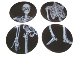 Set 4 Department 56 Halloween Skeleton Skull Bones Plates Dessert Appeti... - $13.93 CAD