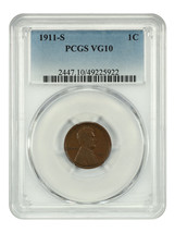 1911-S 1C PCGS VG10 - £40.07 GBP