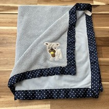 Child Of Mine Carter’s Blue Baby Blanket Dog With Ball Stars Border 35.5”x29.5” - $20.89