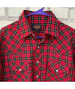 Vtg STIR-UPS Men&#39;s L Western Pearl Snap Shirt Buffalo Plaid Flannel  READ - £15.23 GBP