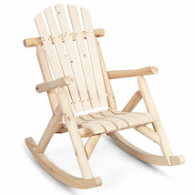 Log Rocking Chair Wood Single Porch Rocker Lounge Patio Deck Furniture Natural - £176.93 GBP