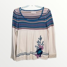 Chelsea &amp; Violet Beige Floral Embroidered Shirt Size Medium - £18.19 GBP