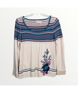 Chelsea &amp; Violet Beige Floral Embroidered Shirt Size Medium - £17.82 GBP