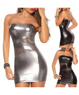 Sexy Women Off Shoulder Faux Leather Clubwear Bodycon Mini Dress +G-stri... - €20,65 EUR