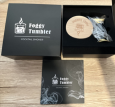 Foggy Tumbler Cocktail Smoker Kit w Gold Torch &amp; 4 Wood Chips Flavors NEW - £28.65 GBP