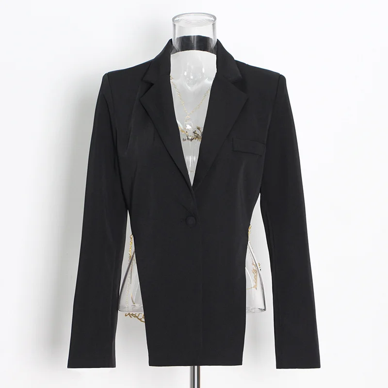 Personality wear Golden Letter Chain Thin Suit Women  Jacket Full Sleeves Spring - £165.81 GBP