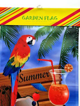 Parrot Drinks Bird Yard Garden Flag Welcome 12&quot;x18&quot; Outdoor Beach Summer... - £18.10 GBP