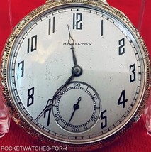 ca. 1929 HAMILTON SIZE 12 POCKET WATCH 14KT GF CASE 17 JEWELS GRADE 912 ... - $327.75