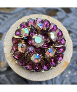 Vintage Sparkly Royal Purple Pear Shaped AB Rhinestone Dimensional Domed... - £67.35 GBP