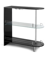 Costway Bar Table Wine Storage Unit Easy Assemble w/Tempered Glass Shelf... - £172.62 GBP