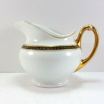 Heinrich H&amp;Co Creamer White Black Band with Tulips Gold Trim 3.5&quot; - £19.64 GBP