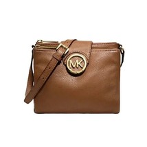 Michael Kors Fulton Brown Soft Pebbled Leather Crossbody Bag Purse Adjustable - £30.45 GBP