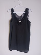 Umgee V-Neck Women’s Oversized Tank Top Black Lace Detail size Small - $147.58 MXN
