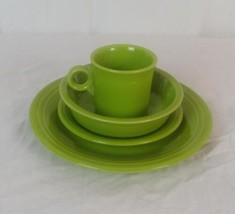 Fiestaware Set Of 4 Lime Green Dinner Plate, Salad, Bowl & Mug DH2397B - $28.95