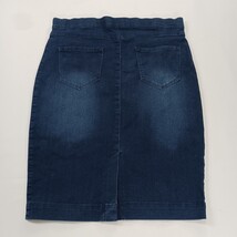 One 5 One MS14252Z Women's Blue Cotton Blend Stretch Denim Slit Skirt Size Large image 11