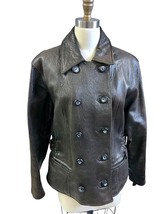 VTG LNR nordstrom heavy Brown leather Motorcycle jacket Side Buckle coat... - $124.74