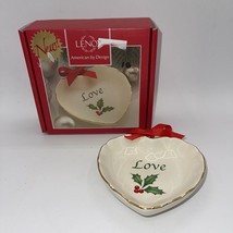 Lenox Holiday Sentiment Heart Shaped Candy Dish Joy 4&quot; Christmas American Design - £9.40 GBP