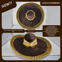adults plain brown with gold colors mexican charro sombrero MARIACHI HAT  - $99.99
